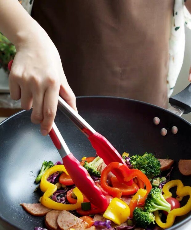Silicone Food Tong Stainless Steel Kitchen Tongs Silicone Non-Slip Cooking Clip Clamp BBQ Salad Tools Kitchen Accessories