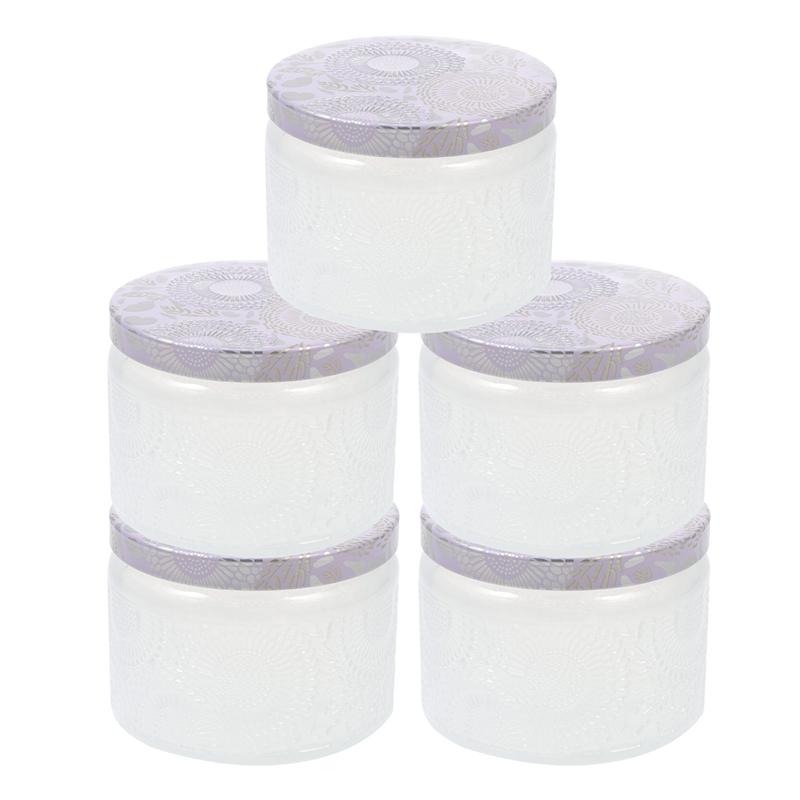 5Pcs Glas Kaars Potten Wax Container Kaars Cup Kandelaar Romantische Aromatherapie Kaars Houder Woondecoratie: WHITE