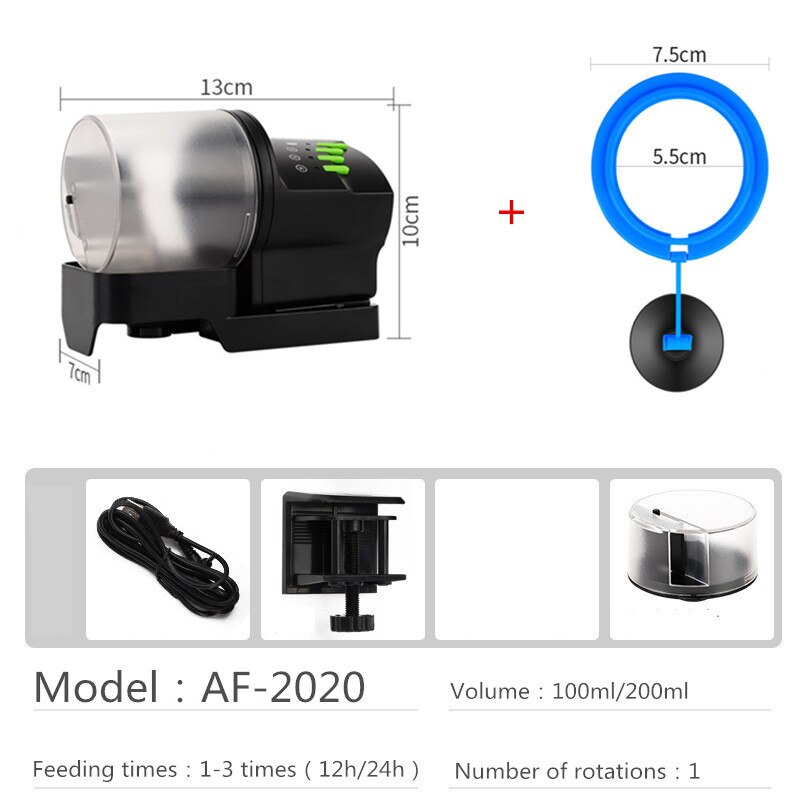 Aquarium Automatic Fish Feeder for Aquarium Fish Tank Auto Feeders with Timer Pet Feeding Dispenser LCD Display Fish Feeder: AF-2020 set 1