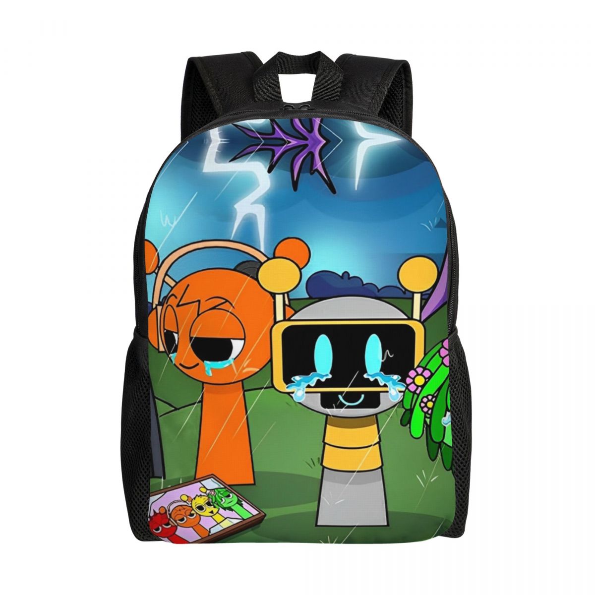 Mochila de dibujos animados Sprunki para juegos infantiles, mochilas escolares preescolares para niños y niñas: Verde