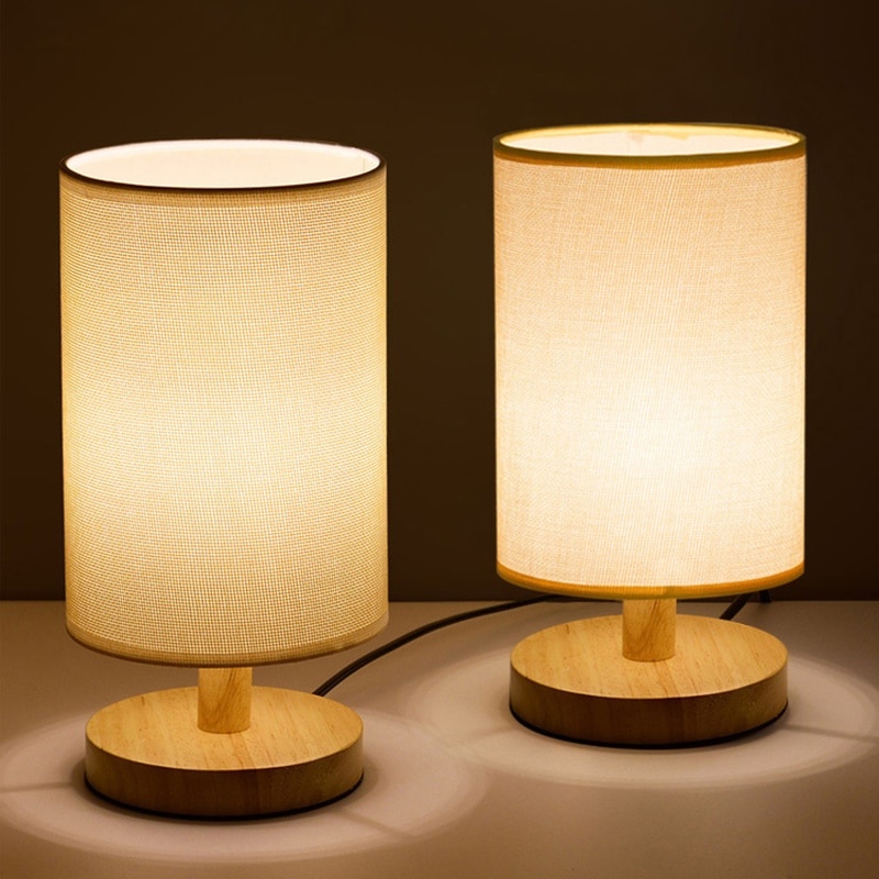 Eenvoudige Moderne Tafellamp Slaapkamer Studie Bedlampje Massief Hout Creatieve Nachtlampje Decoratie