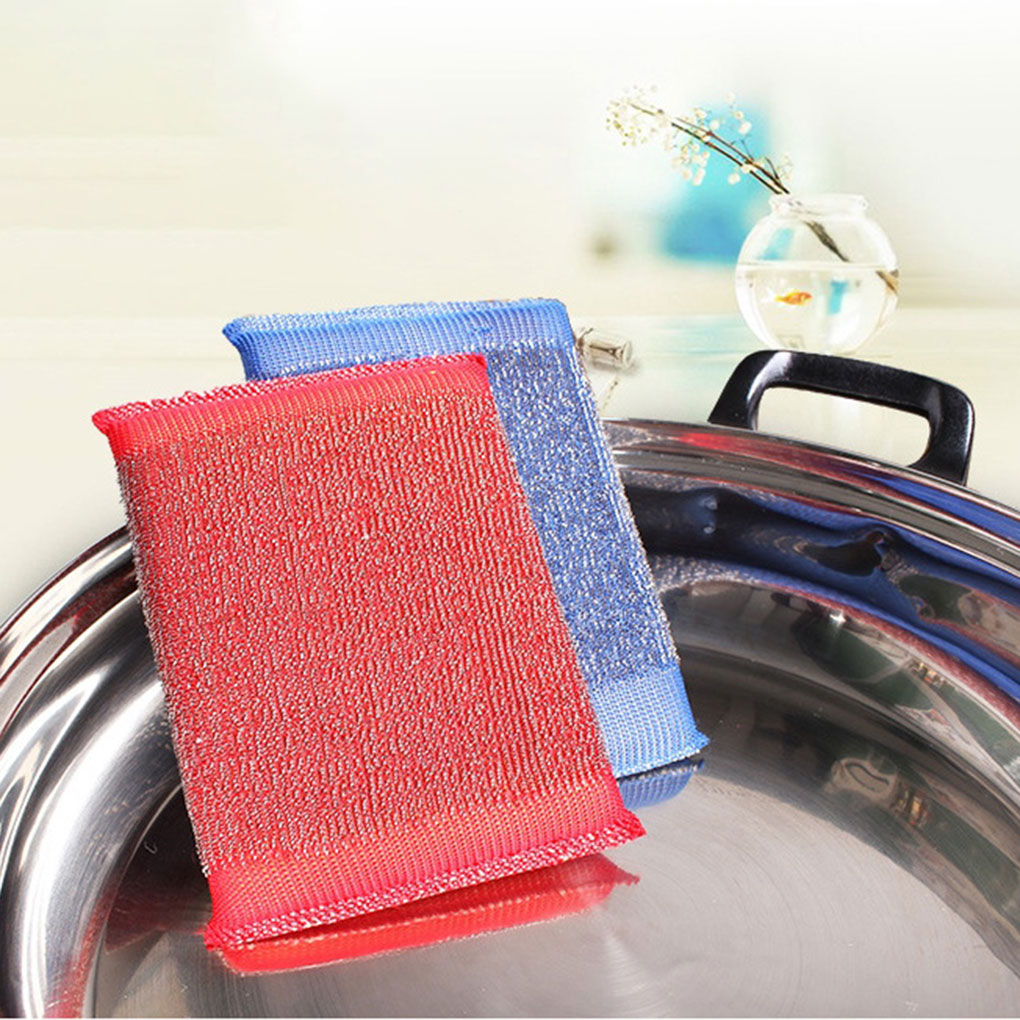 3 Stck Edelstahl Schwamm Rechteck Reiniger Wäscher Pads Topf Schüssel Schüssel Tuch Reinigung Werkzeug Farbe Zufällig