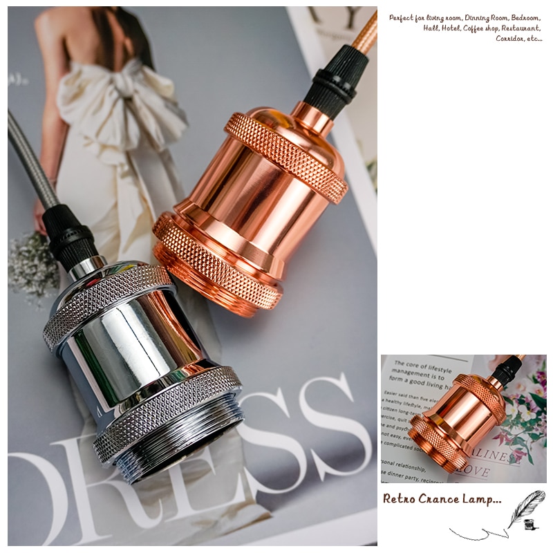 Vintage Retro Edison Lamp E27 AC 85-265V Pendant Lights Bulb Socket Screw Base Aluminum Light Industrial Lamp Holder Fitting