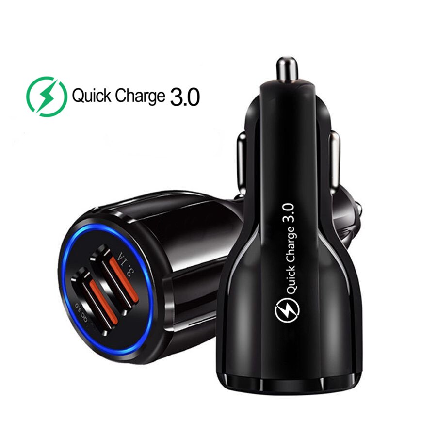 Chargeur de voiture pour téléphone portable double USB chargeurs QC 3.0 adaptateur de Charge rapide pour Xiaomi mi note 10 Samsung Charge rapide 3.0 2.0