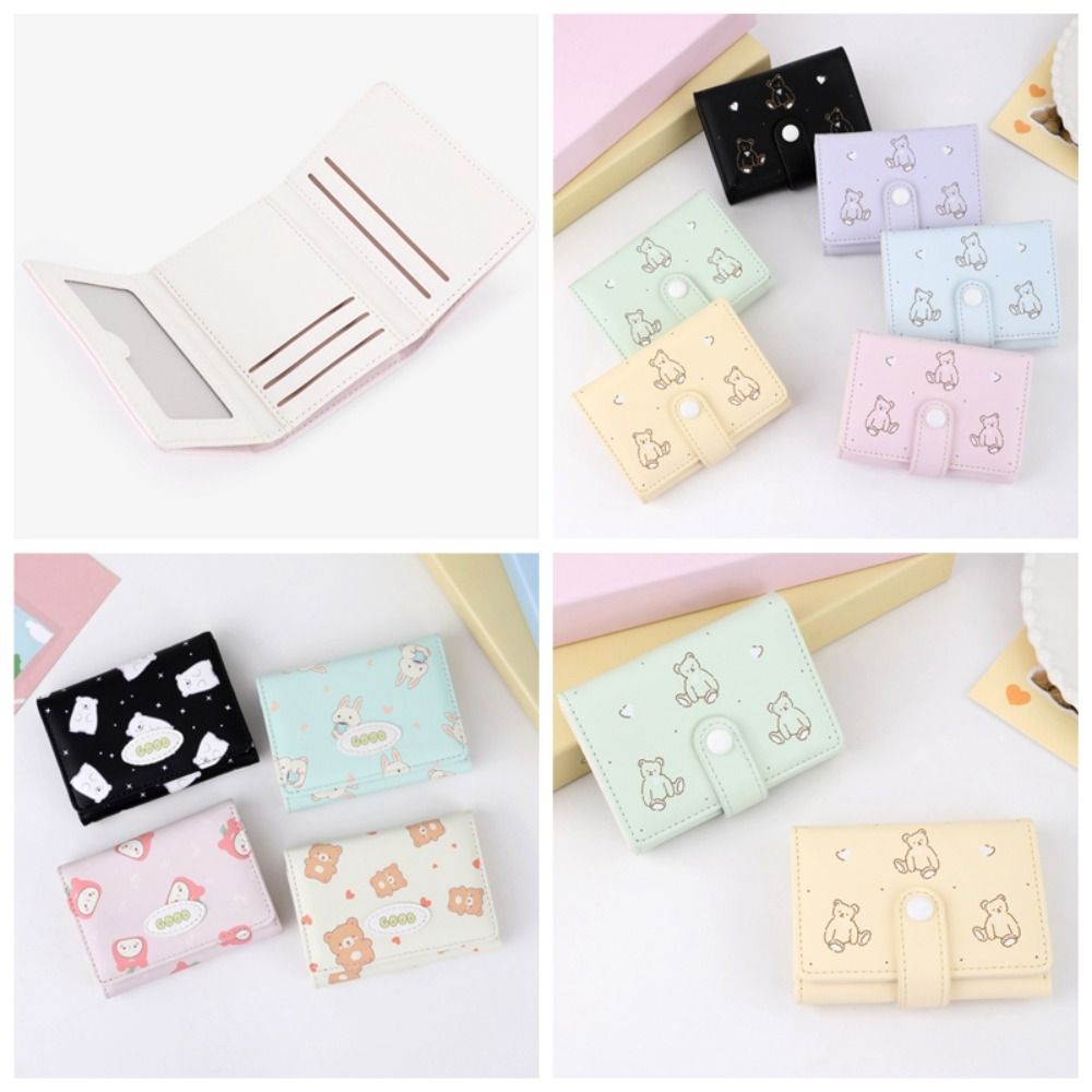 Kreative Bär Drei-fach Brieftasche Cartoon Koreanischen Stil Kurze Brieftasche PU Leder Karte Halter Frauen Geldbörse Student