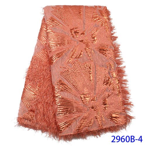 Fransk blondestof brokadestof blonde nigeriansk blondestof blonde med fjer  ks2960b: Billede 4