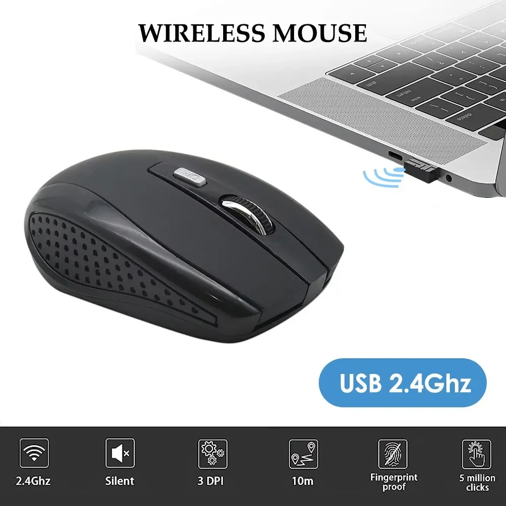Mysz bezprzewodowa Cicha mysz 2.4G Przenośna mobilna optyczna mysz biurowa Regulowane poziomy DPI do notebooka PC Laptop MacBook