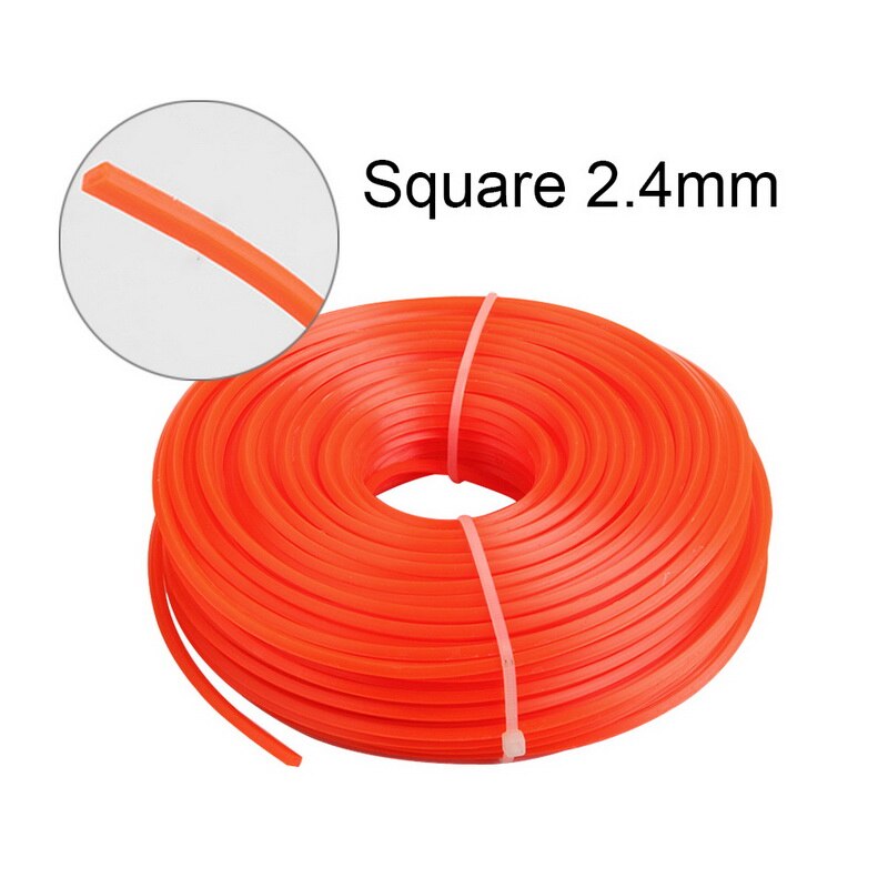 37-86m 2-4mm Round Square Nylon Trimmer Rope Fine Brush Cutter Head Strimmer Line Mowing Wire Lawn Mower Accessory: square 2.4mm 78m