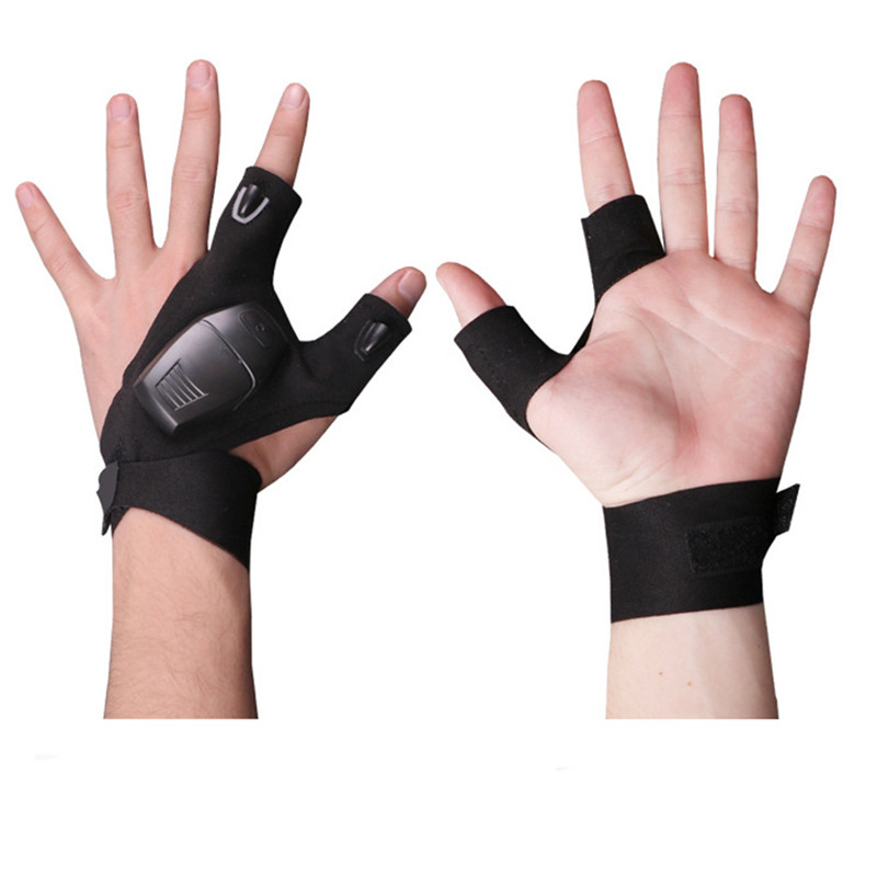 Cool Fingerless LED Flashlight Gloves for Repairing,Working in Darkness Places Finger light gloves A1
