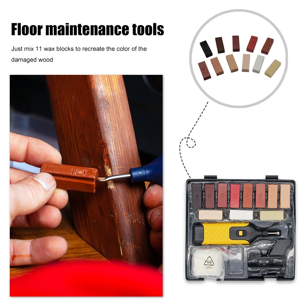Laminate Repairing Kit Wax System Floor Worktop Sturdy Casing Chips Scratches Mending Tool Set repair hand tool kit