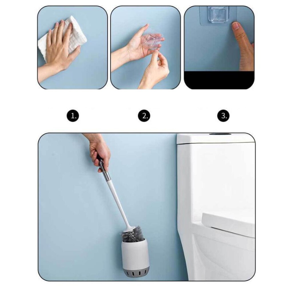 1 set toiletborstel met houder kunststof toiletpotreiniger wandborstel
