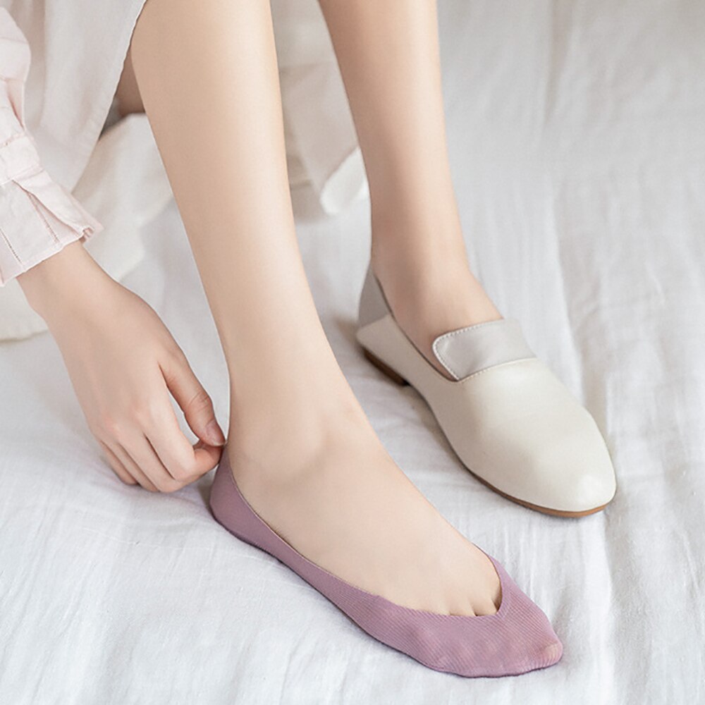 Calcetines finos de silicona para mujer, medias de seda antideslizantes sin costuras, invisibles, transpirables, 1 par