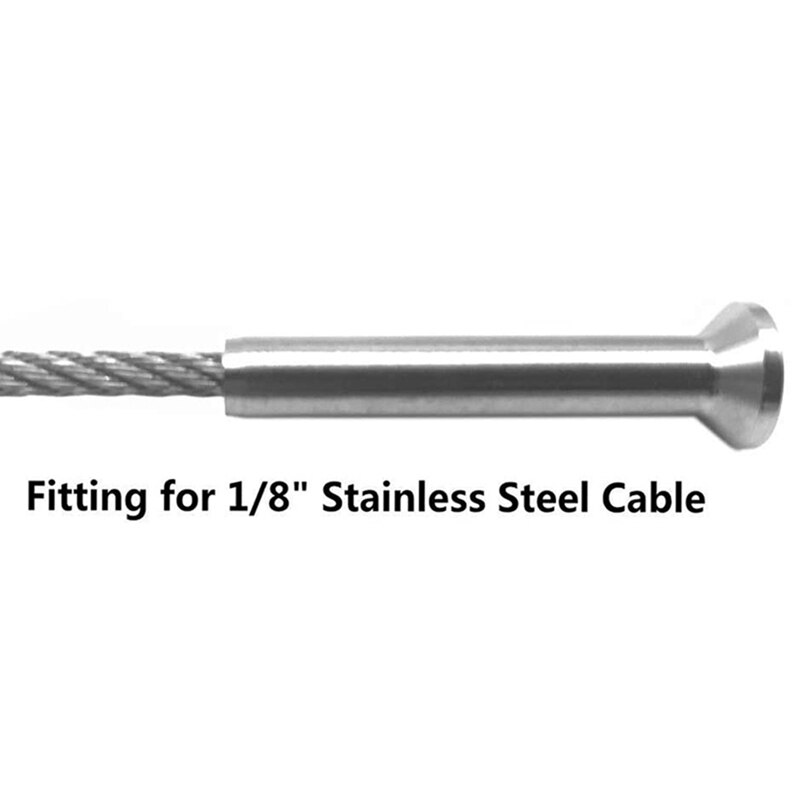 34PCS 316 Stainless Steel Fixed Ends Stemball Swage Stud Dead Ends Hardware Kit for 1/8 Inch Wire Rope Cable Railing