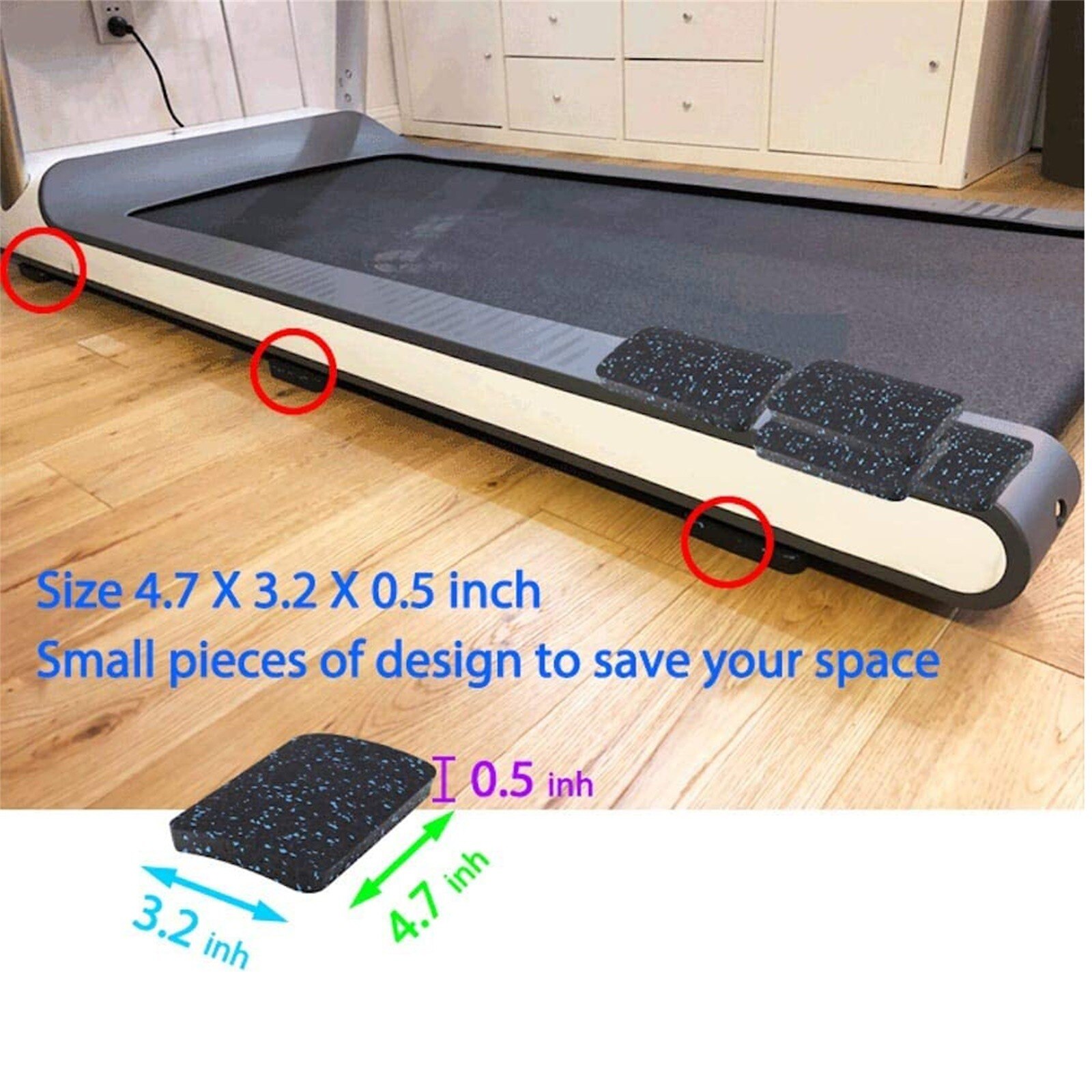 Treadmill Mat Exercise Equipment Mat High-density Rubber (12x8x1cm）