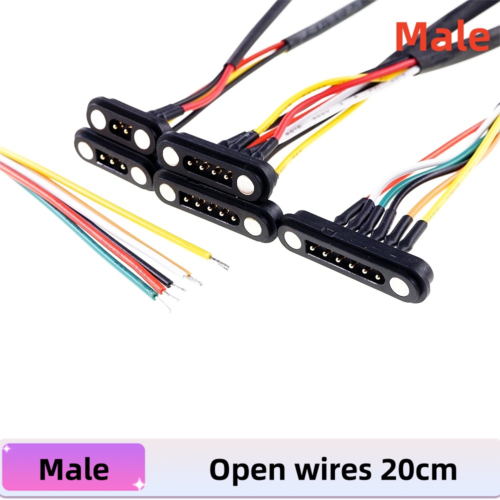 2Pcs 2 3 4 5 6Pin DC 2.54mm Magnetic Pogo Pin Connector Male Female 2A Waterproof High Current Spring Loaded Power Socket