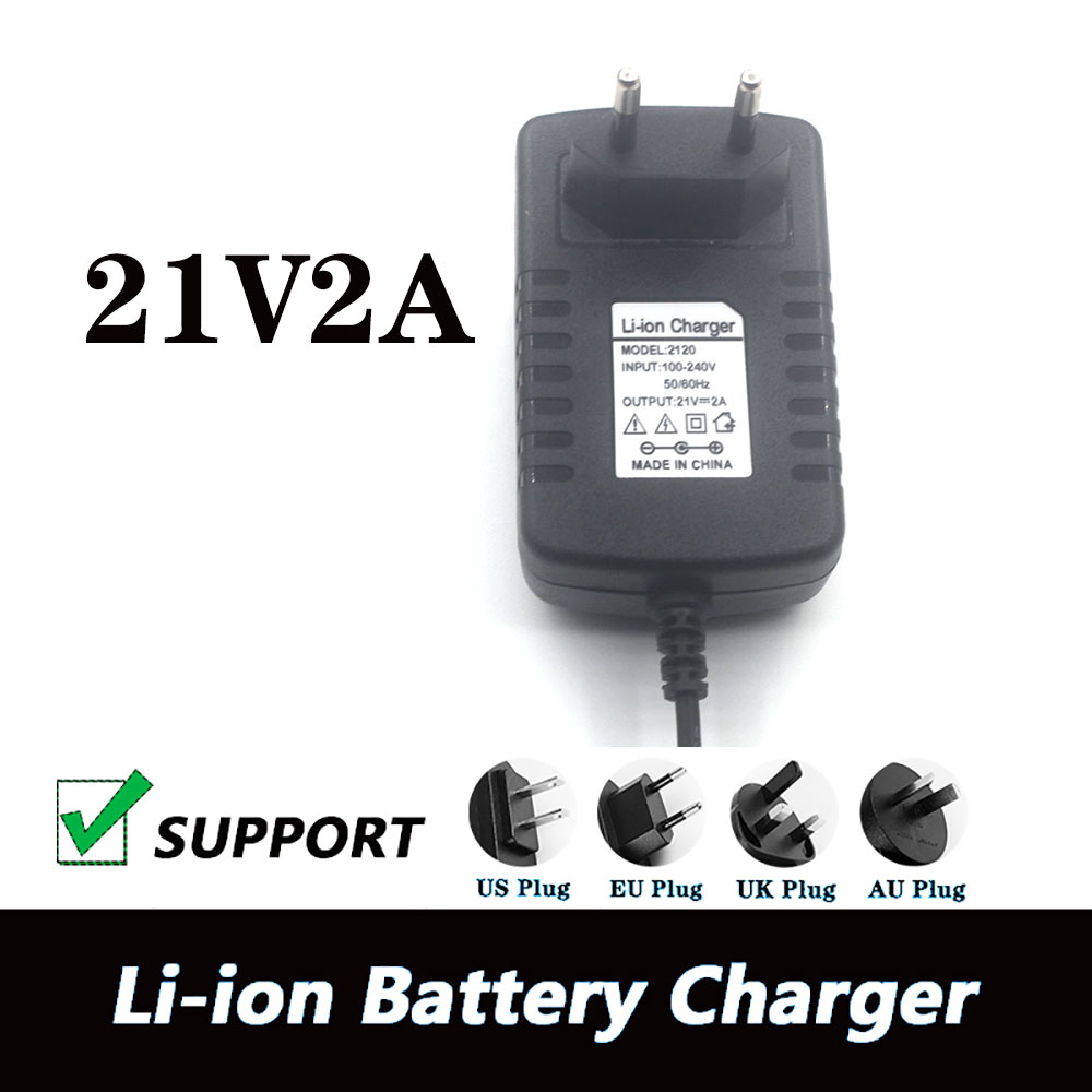 DC Power 21V 2A 18650 Lithium Battery Charger 18V 0.5A 1A 2A 4 Series Li-ion Battery Pack 5.5mm x 2.1mm With clip