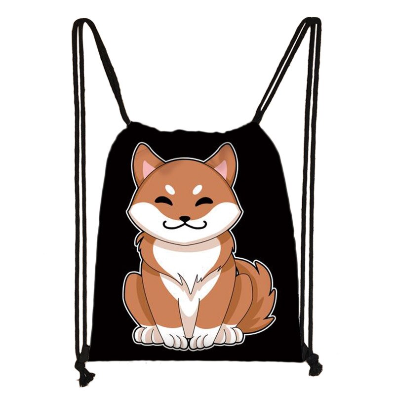 Sød yorkshire terrier / shiba inu / beagle / bulldog snøre taske dame opbevaringstaske hvalp hund rejsetasker rygsæk: Skdshiba-inu 11