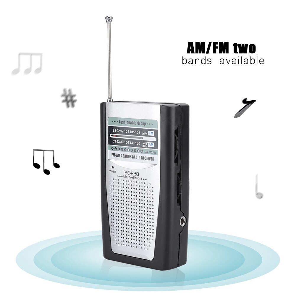 Anziani Portatile Mini Mini Radio Portatile AM/FM BC-R20 Radio Altoparlante Ricevitore Antenna Telescopica