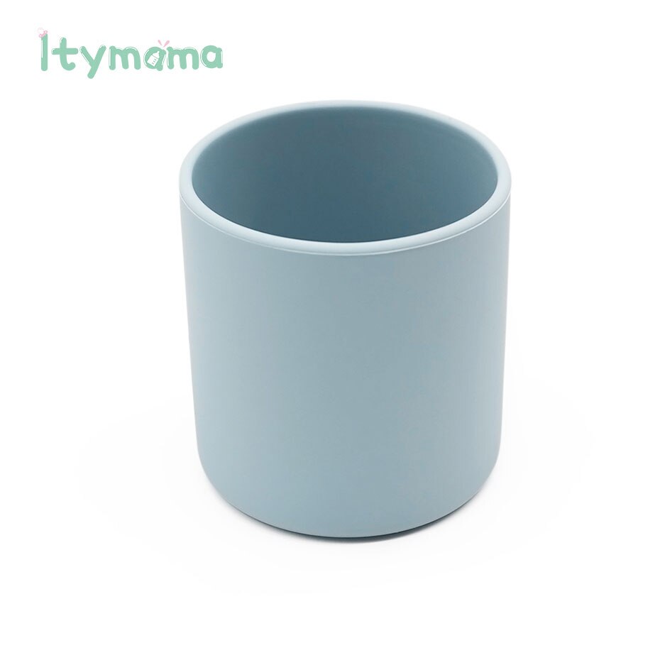 Baby Learn To Drink Cup Drinkware Silicone Cups For Toddlers Kids LeakProof Child Water Cup Bottle Silicone Coloured Portable.: Dusty Blue