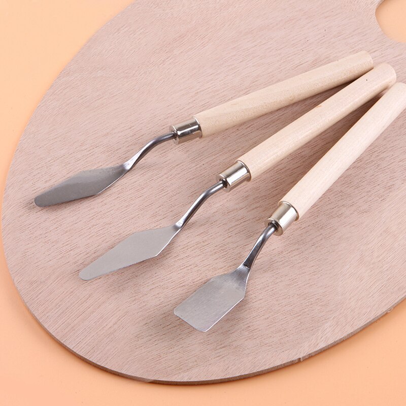 3Pcs/Set Stainless Steel Oil Painting Knives Artist Crafts Spatula Palette Knife Oil Painting Mixing Knife Scraper Art Tools