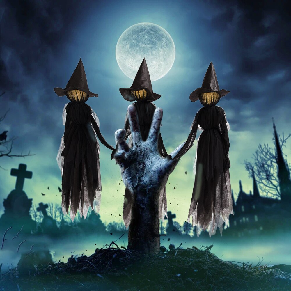 Witch Lights Garden Statue Easter Spring Decoration Halloween Metal Branch Witch Garden Decoration Sign Home Lawn Yard Decor