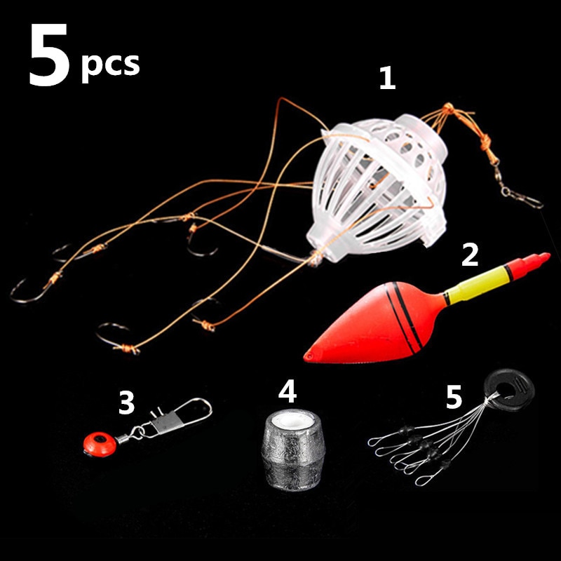 5 Piece Set Fishing Tackle Tool Carp Fishing Float Bobber Sea Monster with 6 Strong Explosion Hooks Fishing Equipment