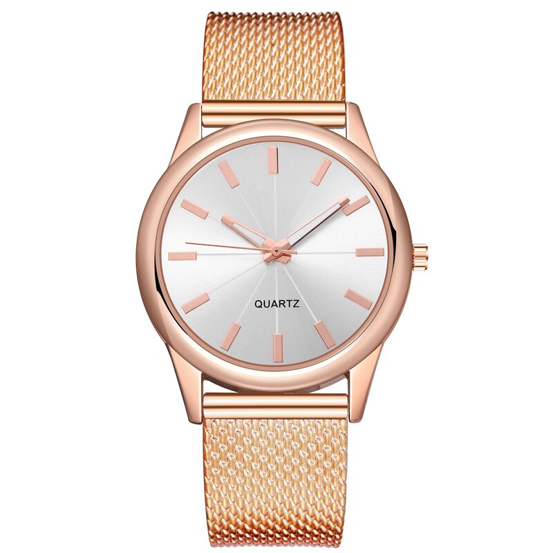 Brand Women Mesh Belt Watch Women's Quartz Watch Business Wristwatch Casual Watch Female Clock: rose gold white