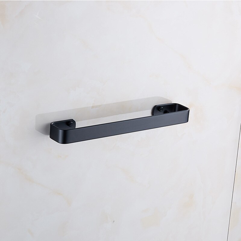 Porte-serviettes adhésif noir mat | Étagères pour serviettes, ensemble de quincaillerie de salle de bains, porte-serviettes mural anneau pour serviettes: 40cm