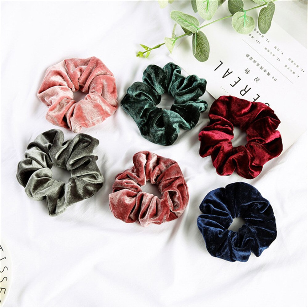 Pinza de pelo de terciopelo para mujer, coleteros sólidos para niña, banda de goma elástica, diadema navideña, accesorios para el cabello