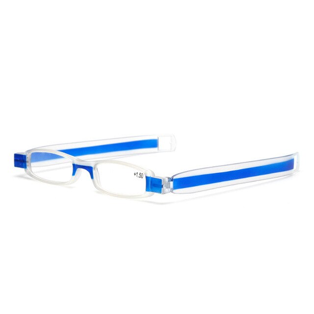 Nonor 360 Graden Rotatie Opvouwbare Leesbril Draagbare Brillen Mini Leesbril Presbyopie Verziendheid Bril Voor Mannen: +200 / blue