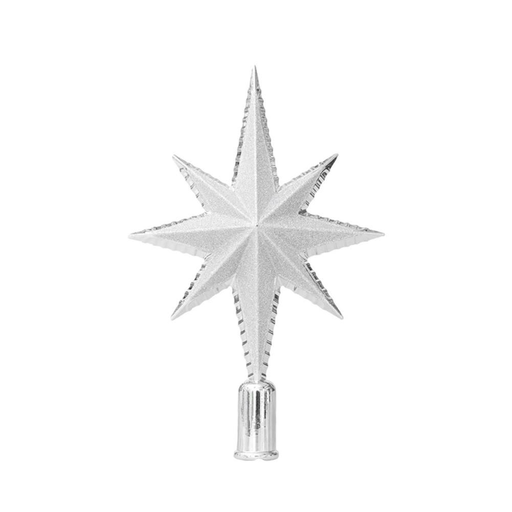 Christmas Tree Top Star Three-Dimensional Eight-Pointed Star Ornament Unique Glittering Suitable For Most Christmas Tree Styles: Silver