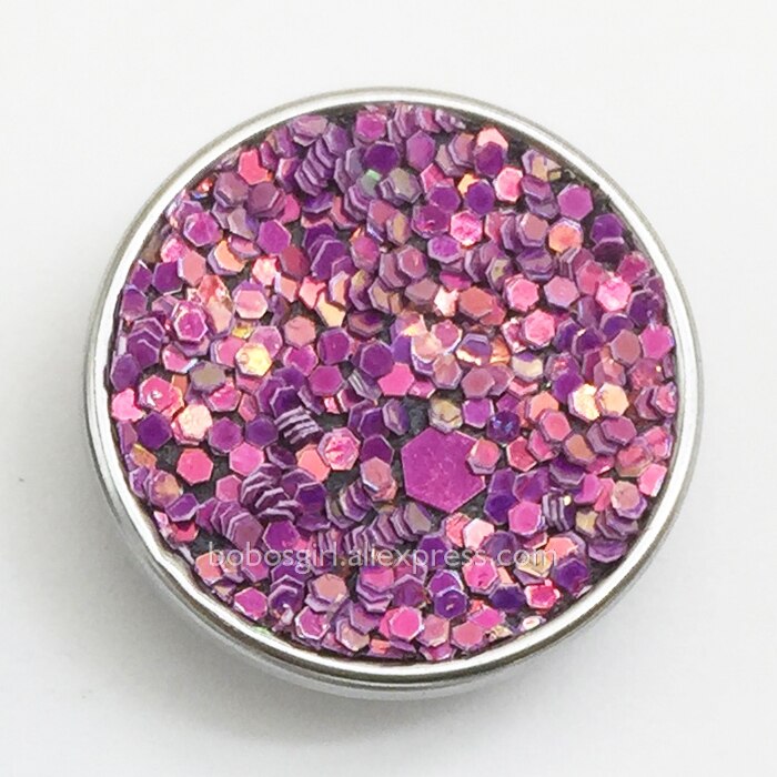 Schitterende glitter zeemeermin veelkleurige koperen armband met 20mm drukknopen, doe-het-zelf armband  mf7767: Lichtpaars