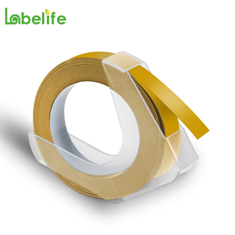 5Pack 9mm 3D Präge PVC Label Bänder Kompatibel für Dymo Label Maker 1880 12965 Manuelle Label Makers für motex E101 DYMO 1610: 5PK White on Gold