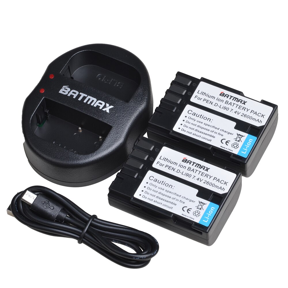 1Pc 2600 Mah D-LI90 DLI90 D LI90 Batterij Voor Pentax 645 645D 645Z K-1 K-01 K-3 K-5 K-5D K-5IIs k-7 K-7D K1 K01 K3 K5 K5D Ii 2: 2Pcs set