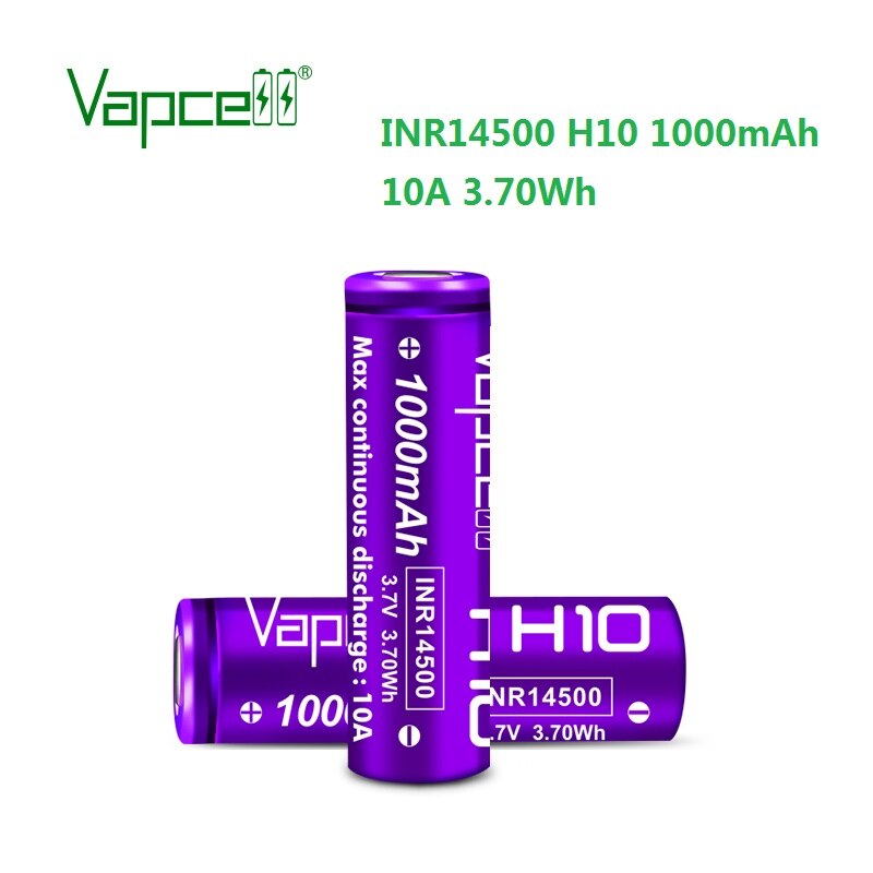 QZ Vapcell INR14500 1000mah 10A H10 3.7V 14500 lithium battery for flashlight/power tools