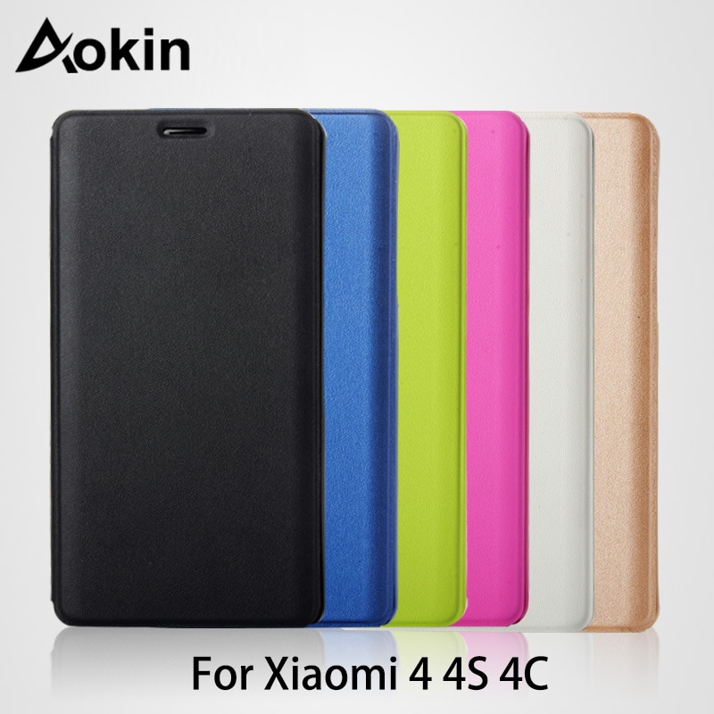 Aokin funda Original con tapa inteligente para Xiaomi mi 4 4C 4S de cuero cubierta magnética delgada Sleep Wake Up Coque para Xiaomi protección mi 4