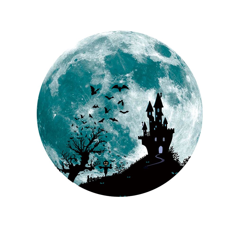 Halloween dekoration flagermus heks måne slot glødende klistermærker glød i mørket klistermærke hjem soveværelse stue vægindretning: C