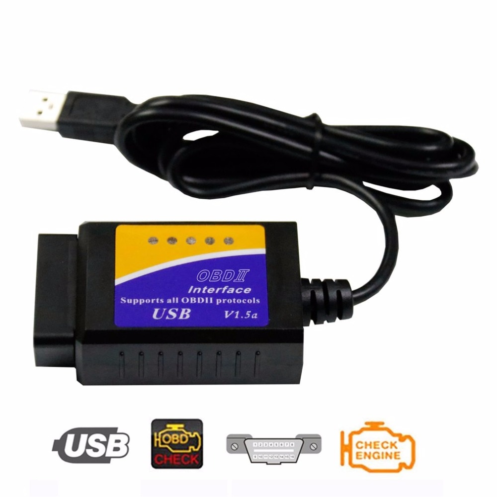 ELM327 USB OBD2 Auto voiture outil de Diagnostic ELM 327 V1.5 USB Interface OBDII CAN-BUS Scanner ~