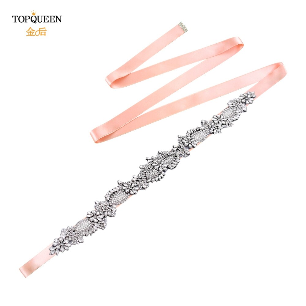 Topqueen  s481 brudekjole bælter og skærper elfenben brudepige kjoler bælte rhinestone beaded bælte brude bælte champagne bælte: Vintage lyserød