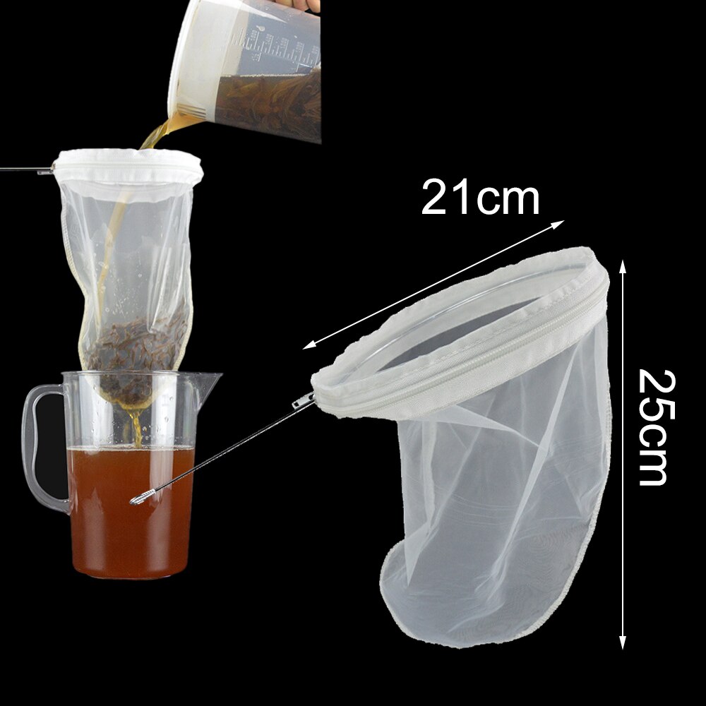 Filet de filtre réutilisable, 4 tailles, pour café, noix, lait, thé, fruits, jus, vin, souche, sac de filtre liquide d'herbe, accessoires de cuisine: S size with circle