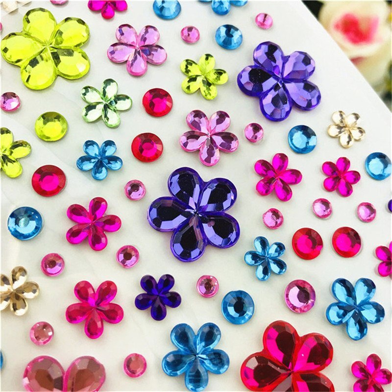 Flower Crystal Self Adhesive Rhinestone Strip Glitter Gems Jewel Diamond Sticker Scrapbooking DIY Decal Color Sent Randomly
