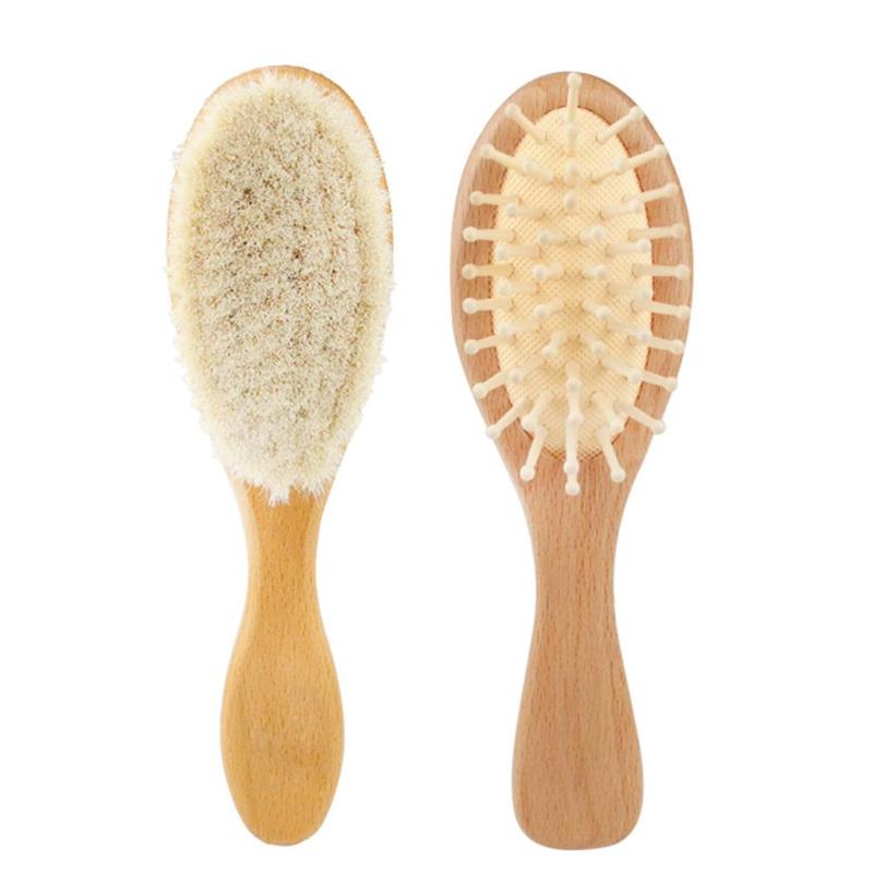 2 uds. Cepillo de baño de madera para el cuidado del bebé peine suave masaje de cabeza para niños y niñas