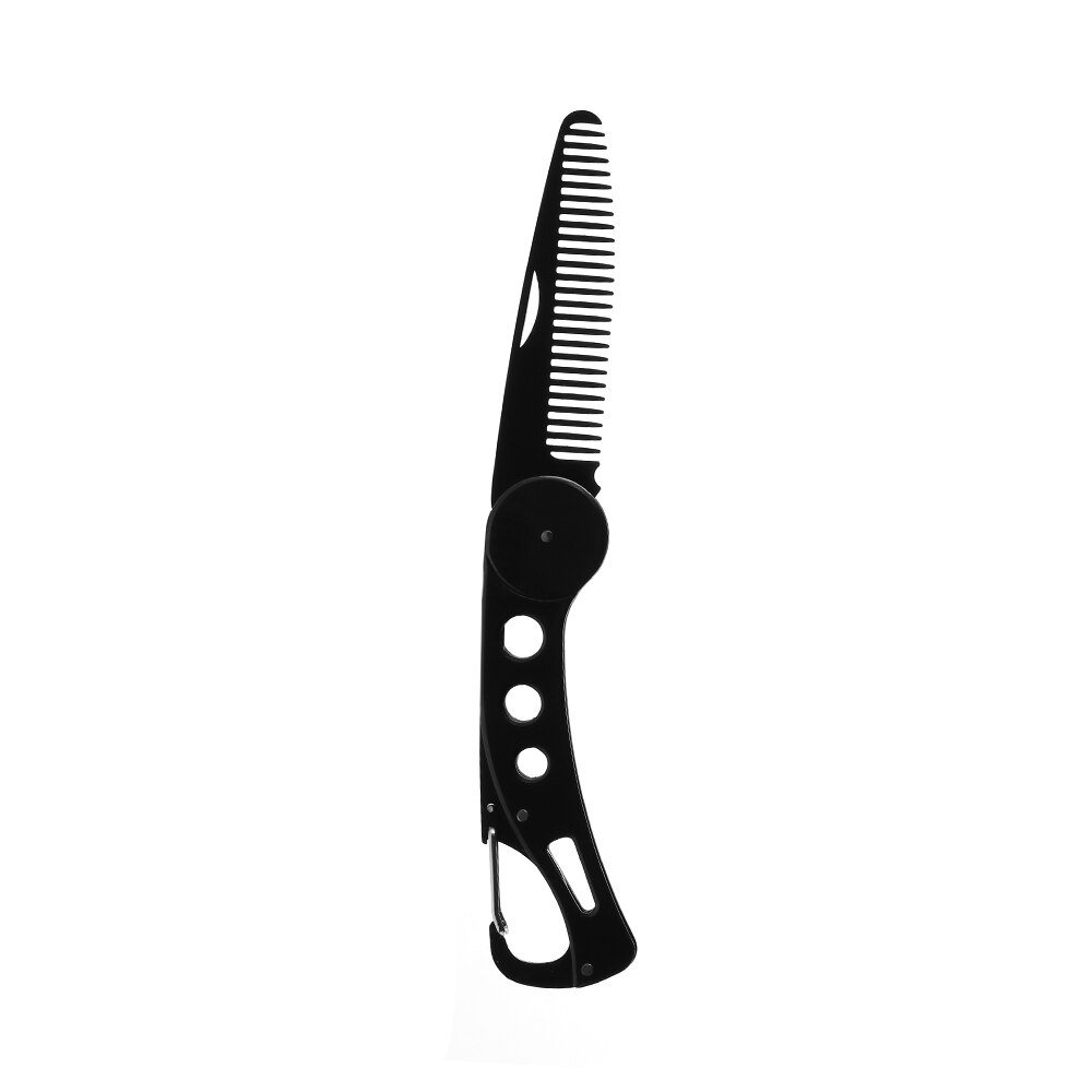 1PCS Black Stainless Steel Folding Comb For Men Anti Static Mustache Comb Hairdressing Styling Beard Comb