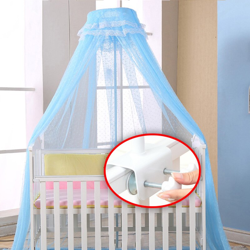 Summer Baby Mosquito Net Mesh Hanging Dome Infant Baby Bed Hanging Tent Portable Toodler presepe baldacchino tende a rete con supporto: Blue with holder