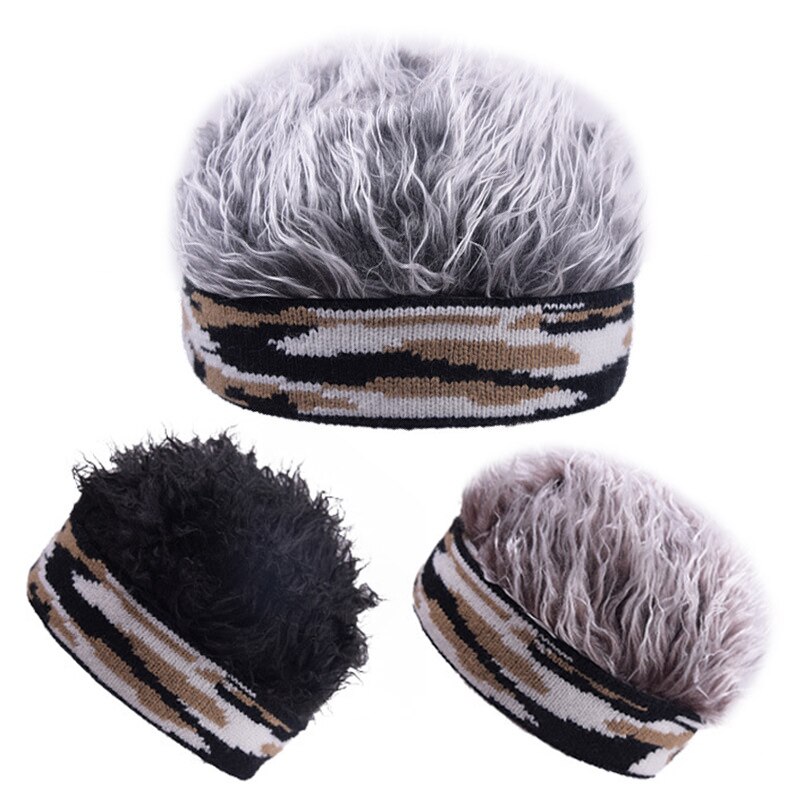 Men Beanie Wig Hat Fun Short Hair Caps Breathable Soft for Party Outdoor XRQ88