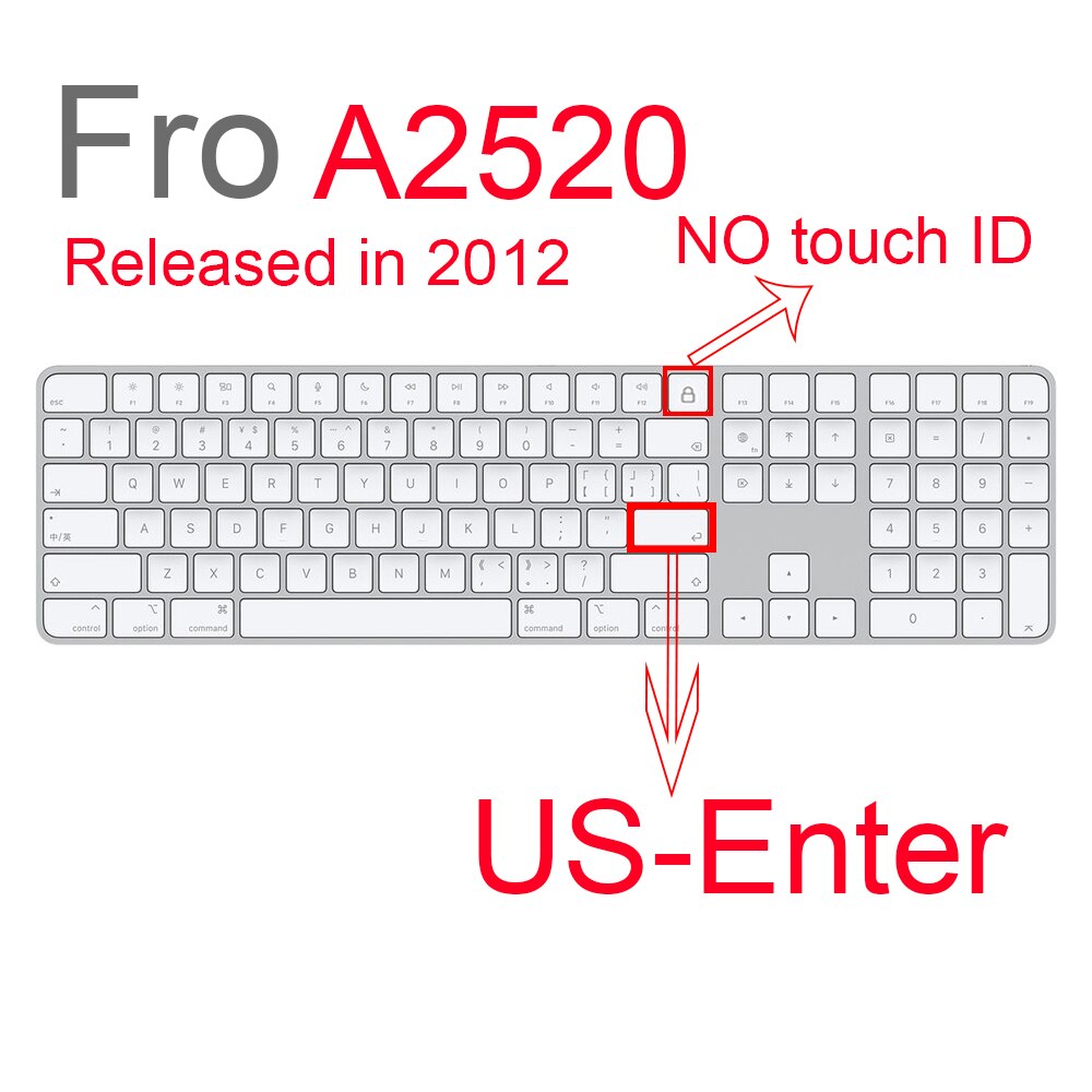 Toetsenbord cover voor imac m1 24inch bedrade apple magic keyboard met touch id a2520a2449 a2450 a1243 a1843 a1644 mb110ll/b: YELLOW