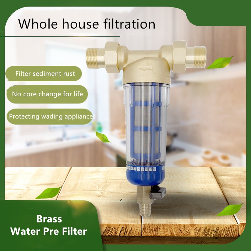 3000L/H Prefilter Whole House Water Filter Purifier System Brass 40 micron Stainless Steel Mesh Protecting Wading Appliances