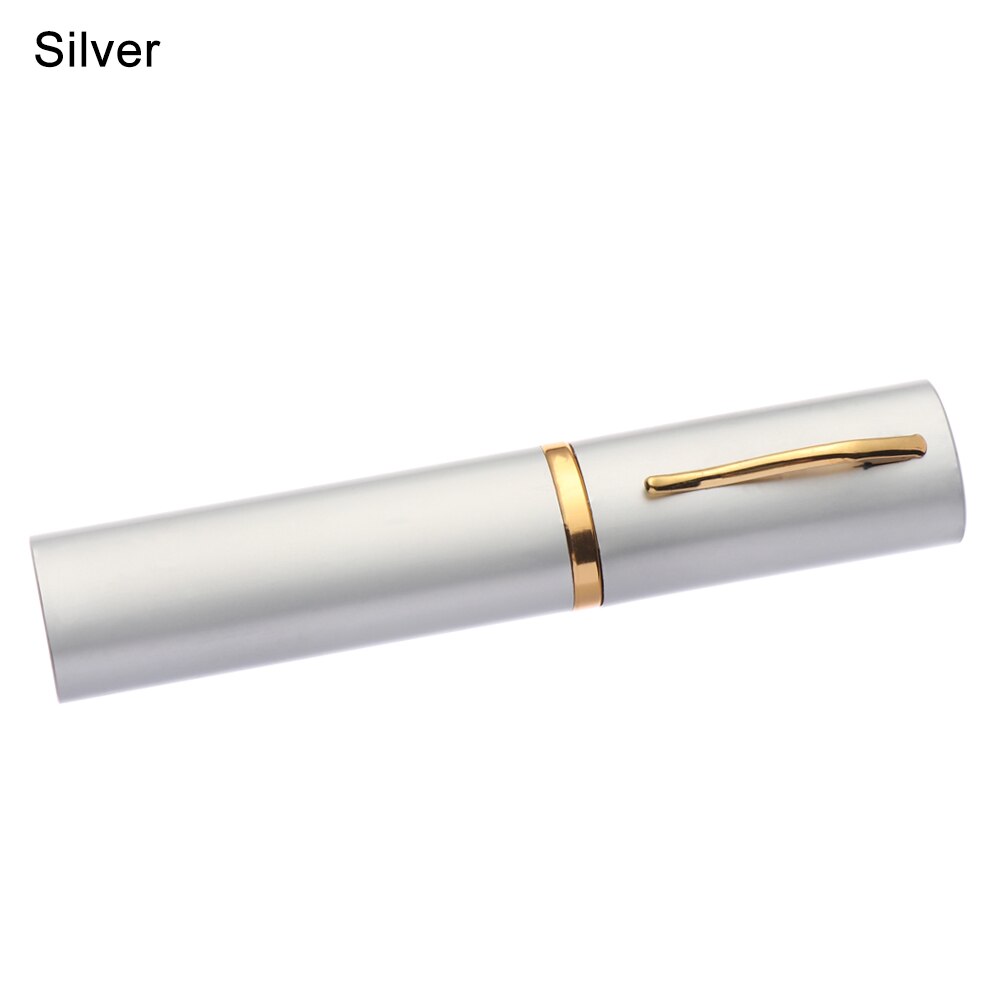 Kvinder mænd bærbare mini aluminiumoxid blyant briller boks metal mini bærbare læsebriller solbrille etui briller protecto: Sølv b