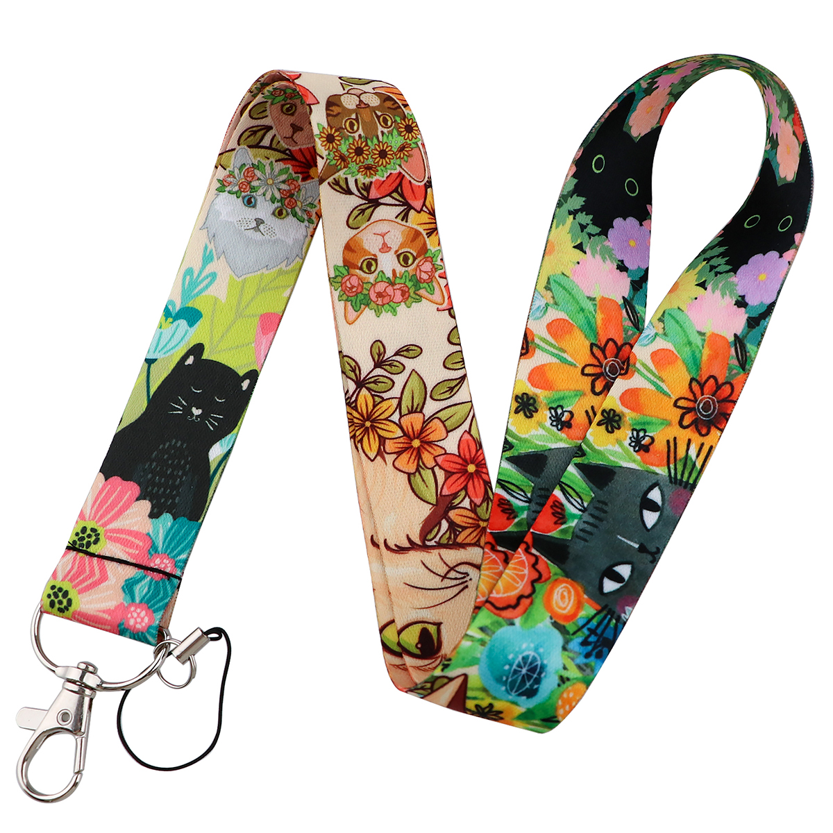 Cute Cat Neck Strap Kawaii Animal Lanyard For Keys Keychain Badge Holder ID Credit Card Pass Hang Rope Phone Charm Straps: Red
