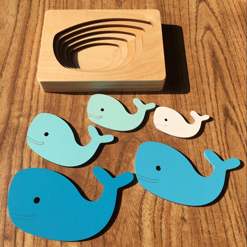 Candywood-Juguetes de madera para niños, rompecabezas 3D de animales de cartón, rompecabezas multicapa, juguetes para bebés rompecabezas, ayuda educativa temprana